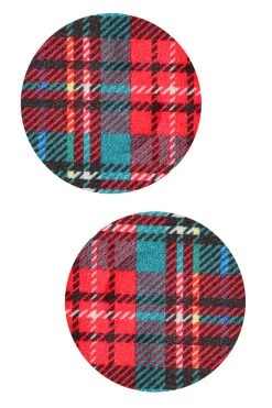 GE Apparel Red Plaid Circle Nipple Pasties Accessories