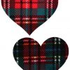 GE Apparel Red Plaid Heart Nipple Pasties