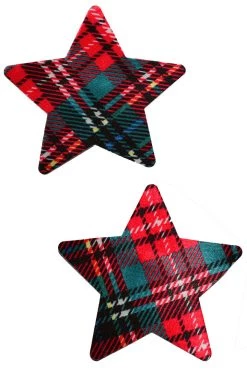 GE Apparel Red Plaid Star Nipple Pasties Accessories