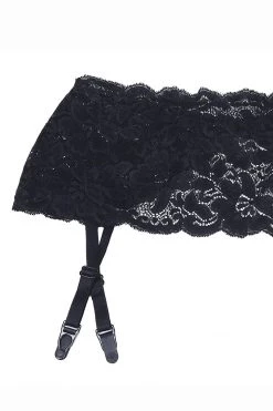 Shirley Of Hollywood Black Stretch Lace Garter Belt