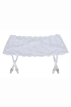 Shirley Of Hollywood White Stretch Lace Garter Belt