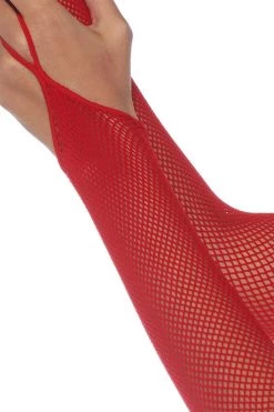 Leg Avenue Red Fishnet Loop Finger Gloves