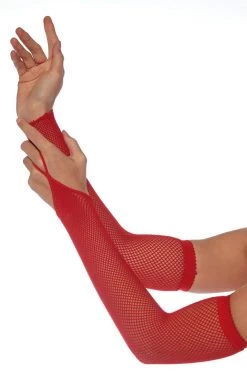 Leg Avenue Red Fishnet Loop Finger Gloves