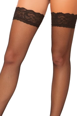 Seven Til Midnight Plus Size Lingerie Black Fishnet Thigh High Stockings