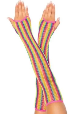 Leg Avenue Rainbow Fishnet Arm Warmers