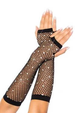 Leg Avenue Rhinestone Lingerie Rhinestone Fishnet Arm Warmers