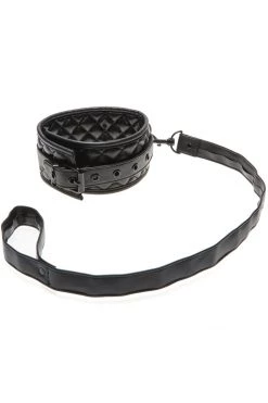 Allure BDSM Collars Quilted Faux Leather Collar & Leash