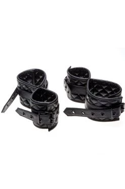 Allure BDSM Quilted Faux Leather Ankle & Wrist Cuffs