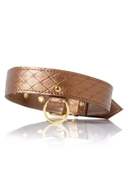 Allure X-Play Bronze Quilted Collar & Leash BDSM Collars