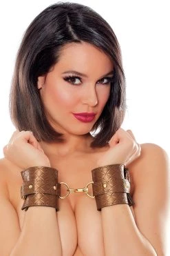 Allure BDSM X-Play Bronze Quilted Wrist Cuffs
