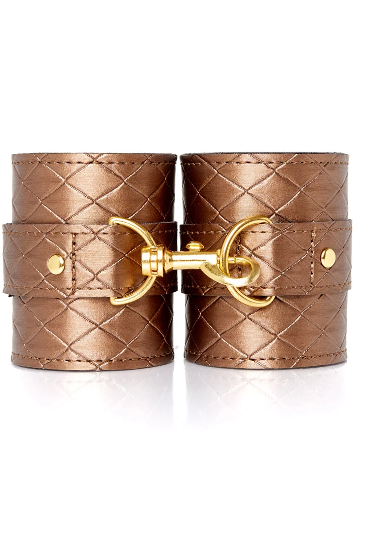 Allure BDSM X-Play Bronze Quilted Wrist Cuffs 3 Allure BDSM X-Play Bronze Quilted Wrist Cuffs
