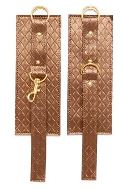 Allure BDSM X-Play Bronze Quilted Wrist Cuffs 7 Allure BDSM X-Play Bronze Quilted Wrist Cuffs