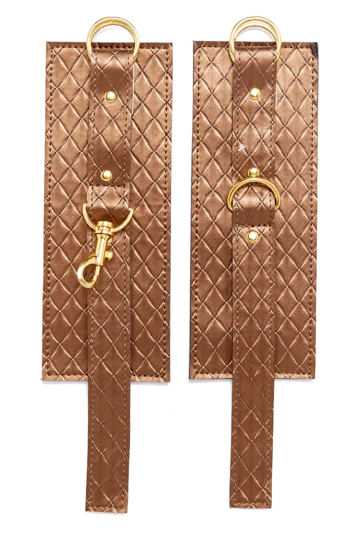 Allure BDSM X-Play Bronze Quilted Wrist Cuffs 5 Allure BDSM X-Play Bronze Quilted Wrist Cuffs