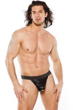 Allure Men's Ripped Wet Look Thong