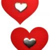 GE Apparel Red & Silver Heart Nipple Pasties Accessories