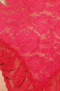 Shirley Of Hollywood Red Stretch Lace Cupless Teddy Lingerie