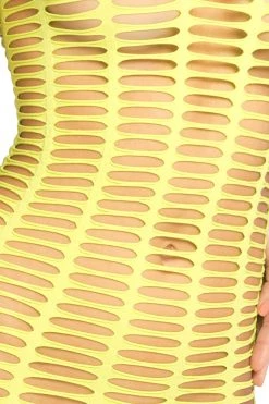 Rene Rofe Neon Green Shredded 1-Shoulder Mini Dress Bodystocking Lingerie 7 Rene Rofe Neon Green Shredded 1-Shoulder Mini Dress Bodystocking Lingerie