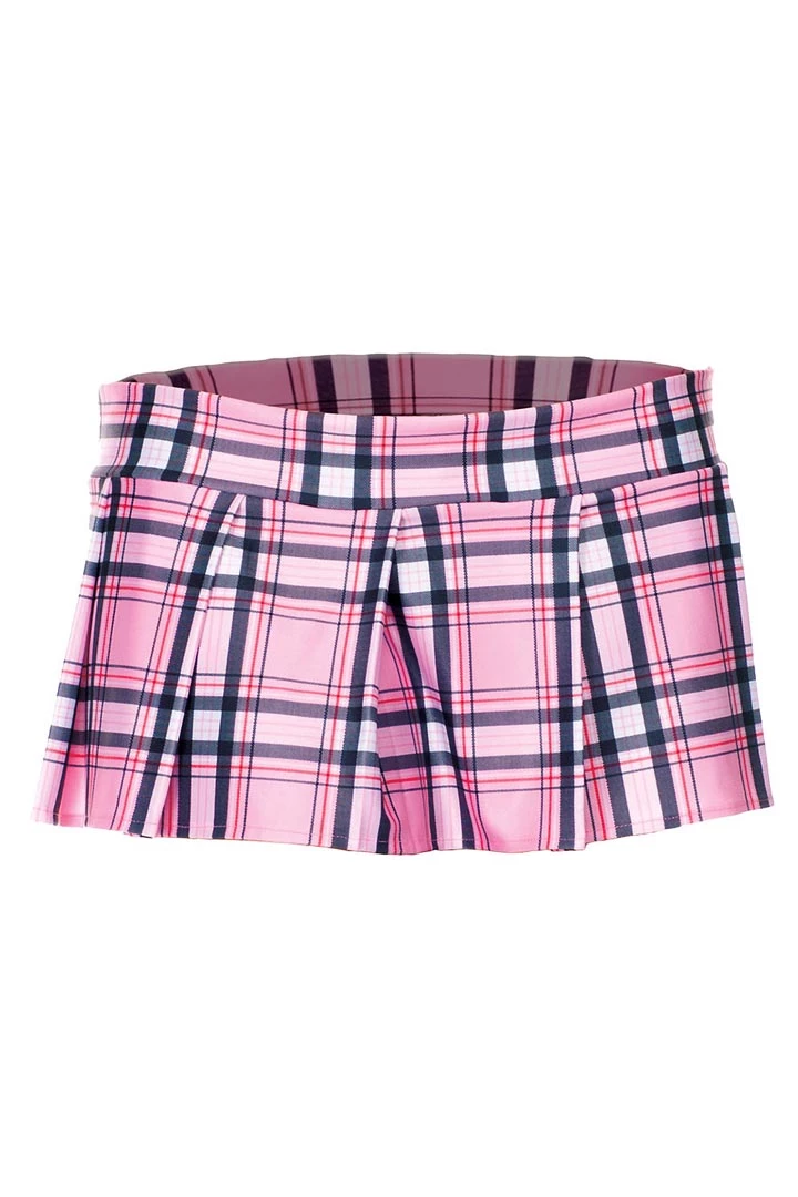 Music Legs Plaid Schoolgirl Skirt - Pink 4 Music Legs Plaid Schoolgirl Skirt - Pink