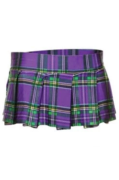Music Legs School Girl Outfits Plaid Schoolgirl Skirt - Purple