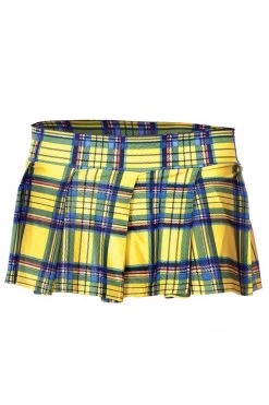 Music Legs Plaid Schoolgirl Skirt - Yellow School Girl Outfits