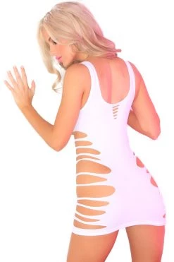 Rene Rofe Bodystocking Lingerie Slice & Dice Seamless Dress - White