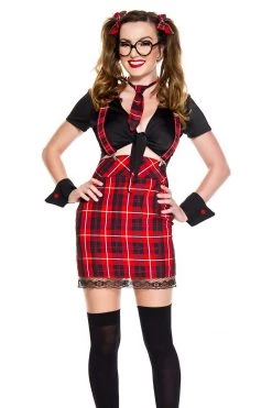 Music Legs Red Frisky Schoolgirl Costume