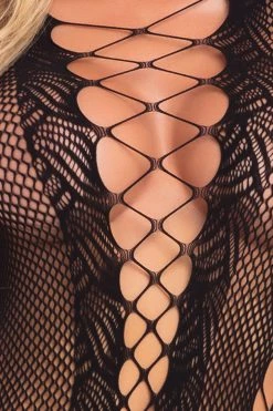 Rene Rofe Bodystocking Lingerie Time 2 Slay Mini Dress - Black