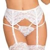 Shirley Of Hollywood Lingerie Empress White Floral Lace Garter Belt