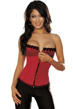 Shirley Of Hollywood Red Satin Venice Lace Corset