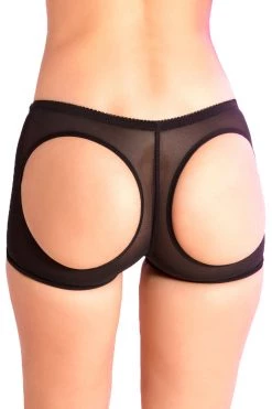 Rene Rofe Open Butt Spanking Boyshort - Black BDSM Lingerie