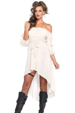 Leg Avenue Costumes Ivory Gauze High Low Peasant Dress