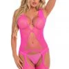 Rene Rofe Pink Flight Risk Sheer Bodystocking