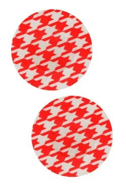 GE Apparel Red & White Houndstooth Circle Nipple Pasties Accessories