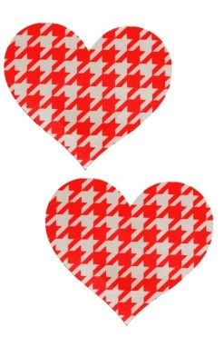 GE Apparel Red & White Houndstooth Heart Nipple Pasties Accessories