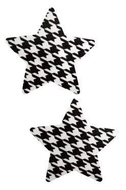 GE Apparel Black & White Houndstooth Star Nipple Pasties