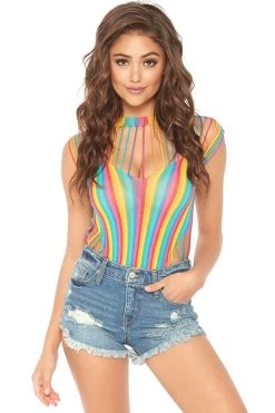 Leg Avenue Rainbow Shredded Opaque Cut Out Teddy With Snap Crotch 9 Leg Avenue Rainbow Shredded Opaque Cut Out Teddy With Snap Crotch