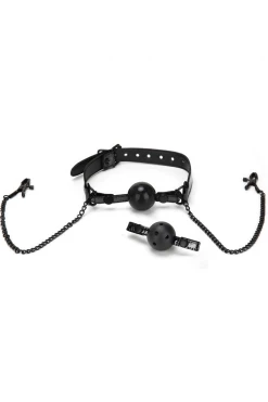 XGEN BDSM Black Diamond Ball Gag With Nipple Clips