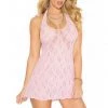 Elegant Moments Pink Lace Halter Mini Dress Lingerie