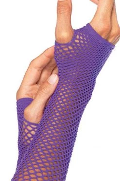Julbie.com Accessories Purple Triangle Net Fingerless Gloves