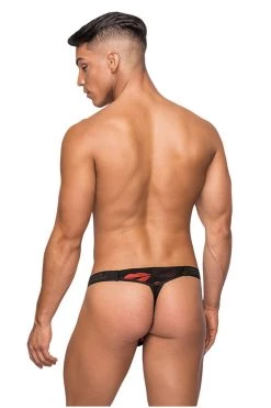 Magic Silk Black Lips Print Micro Thong V Male Thongs