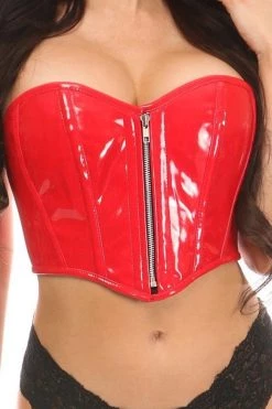 Daisy Corsets Top Drawer Red Patent Bustier Top W/Zipper* BDSM Lingerie