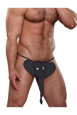Magic Silk Black Novelty Squeaker Elephant G-String Male Thongs 8 Magic Silk Black Novelty Squeaker Elephant G-String Male Thongs