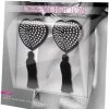 XGEN Lingerie Black Satin Heart/White Stones & Tassel Nipple Pasties