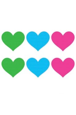 XGEN Lingerie Neon Heart 3PK - Green Blue Pink Nipple Pasties