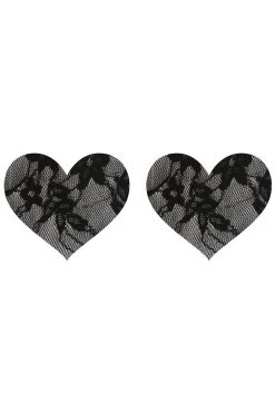 XGEN Black Lace Heart Nipple Pasties Lingerie