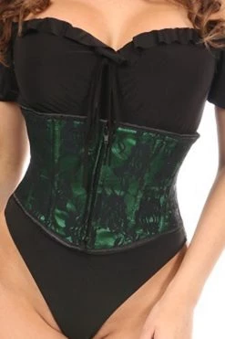 Daisy Corsets Lavish Green W/Black Lace Overlay Mini Cincher* Lingerie