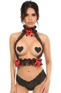 Daisy Corsets Kitten Collection Red Roses Satin Double Strap Body Harness* Lingerie