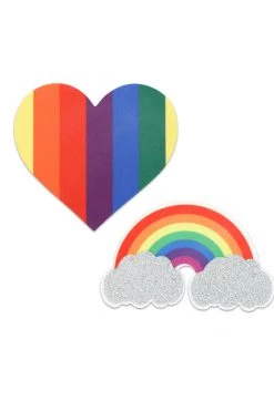 XGEN Pride Glitter Rainbows And Hearts Nipple Pasties