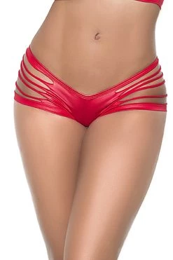 Mapale Wet Look Red Slash Panty