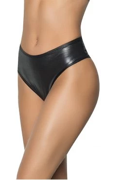 Mapale Wet Look Black Ruched Panty BDSM Lingerie